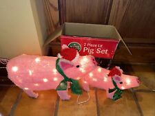 2 Pig set Christmas Light-up Outdoor Yard Decor 24 & 18