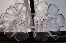 Mikasa Vintage Frosted Pink Rosella Double Sided Serving Ruffle Top Crystal Bowl picture