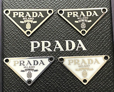 LOT 4 Prada Milano Logo little  Button Plate Metal Emblem Triangle Plate SILVER picture