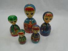 Vintage Set (4) Russian Miniature Dolls Hand Painted Woman Wooden picture