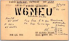 1936 QSL Radio Card Code W6MEU Fresno California Amateur Station Posted Postcard picture