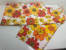 Vintage 60's-70's MOD Tablecloth Retro FLORAL Orange Yellow Red 52
