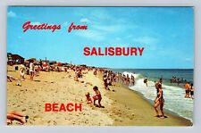 Salisbury Beach MA-Massachusetts, General Greetings Beach Area Vintage Postcard picture