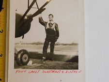 VTG PHOTO SOLDIER CADET STANDING BY AIRPLANE WITH PARACHUTE ON WW2 WWII 1943 picture