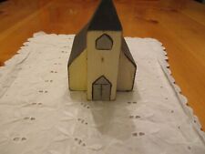 Wolf Creek Primitive Folk Art Wood Hand Painted Church Building Signed 1985 EVC picture