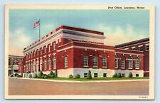 Postcard Post Office, Lewiston, Maine linen R88 picture