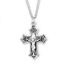 Gothic Style Sterling Silver Crucifix Size 1.5in x1.1in Features 24in Long chain picture