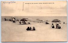 Postcard DE Rehoboth Beach Delaware Bathing In The Atlantic Ocean c1930s B18 picture