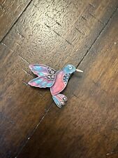 Vintage Collectible Hummingbird Color Metal Pinback Lapel Pin Hat Pin picture