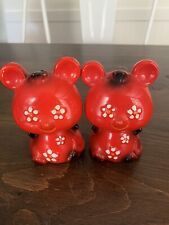 Vintage  RED Bear  Daisy Eyes Kitschy Salt & Pepper Shakers - JAPAN ** picture