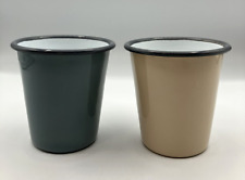 2 falcon enamelware tumbler cups Grey, Yellow 3 1/2