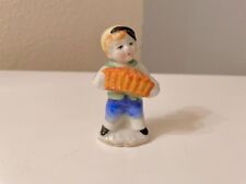 Antique 1940s Occupied Japan Made Ceramic German Boy Playing Accordion 2.5” Tall picture