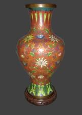 Superb Antique Chinese Qing Cloisonne Bronze Enamel Baluster Vase With Lotus. picture