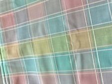 Vintage Pastel Plaid Dimity Aqua Pink Yellow Cotton Fabric 2 Yards By 44” picture