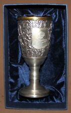 BULGARIAN HAND MADE ORNATE SILVER PLATED SOUVENIR GOBLET WITH BOX picture