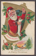 Santa Claus Christmas postcard c 1910 Mama's Delight heart-shape gold locket picture