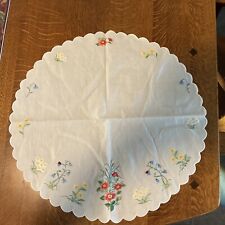 Vintage Hand Embroidered 23” Round Centerpiece Doily picture