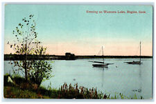 c1910 Boats in Evening on Wascana Lake Regina Saskatchewan Canada Postcard picture