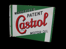 PORCELAIN ENAMEL CASTROL SIGN 26X15 DOUBLE SIDED WITH FLANGE picture