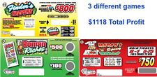NEW pull tickets BUNDLE OF 3 GAMES, BIG PROFIT - Seal Card Tabs picture