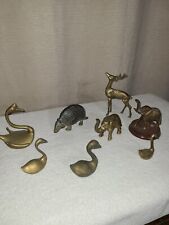 Vintage Solid Brass Assorted Animal Figurines Statues Sculptures  ~ Lot of 8 picture