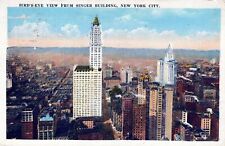 NEW YORK CITY - Birdseye View From Singer Building Postcard - 1922 picture