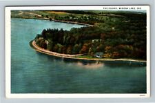 Winona Lake IN Indiana, Aerial View, The Island, c1935 Vintage Postcard picture