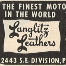 LANGLITZ LEATHERS MOTORCYCLE 1978 PRINT AD VINTAGE PORTLAND OREGON CUSTOM MADE picture