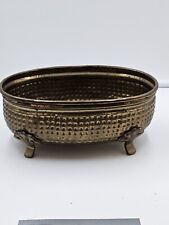 Vintage Hammered  Brass Oval Footed Planter, Decor 10” X 6 