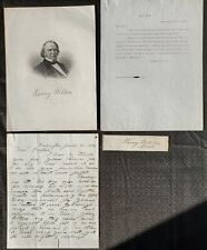 1856 Senator Henry Wilson Cut Autograph + Print Civil War Duel Letter + 8x10 picture