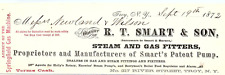 1872 TROY NY R.T. SMART & SON STEAM AND GAS FITTERS BILLHEAD INVOICE Z1567 picture