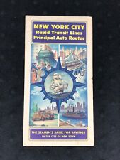 C. 1940s New York City Rapid Transit Lines Auto Routes Map Seamen's Bank Foldout picture