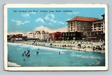 CALIFORNIA POSTCARD THE SEA WALL AND HOTEL VIRGINIA IN LONG BEACH picture