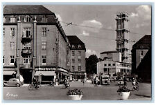 Aarhus Jutland Denmark Postcard Clock Tower Building Road View c1930's picture