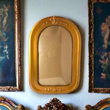 Antique Wooden Gold Gesso Frame Convex Bubble Glass Victorian Elegant Decor picture