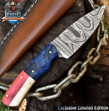CSFIF Handmade Skinner Knife Twist Damascus Mixed Material Hiking Bushcraft picture