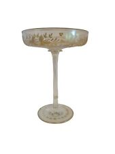 Vintage Tall Hand Painted Floral Crystal Glass Compote picture