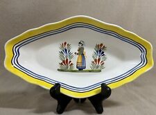 Henriot Quimper France Trinket Tray w/ Woman & Flowers Hand Painted Signed picture
