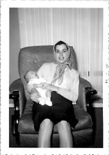 Auntie Holding Recently Baptized Baby Catholic Religion 1950s Vintage Photograph picture