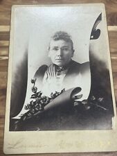 Antique Cabinet Card Photo of Sad Old Woman Glasses Cape Vincent New York picture