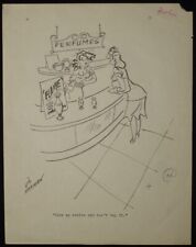 ORIGINAL VIC HERMAN PRELIMINARY DRAWING GAG CARTOON 1940s AUTHENTIC ART PERFUME picture