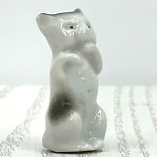 Miniature 1 5/8 Inches Porcelain White With Black Calico Cat Standing Begging picture