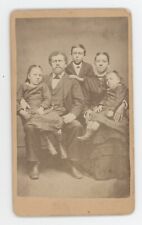 Antique ID'd CDV c1870s Nathan Leily With His Beautiful Family Binghamton, NY picture