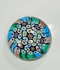 Millefiori Paperweight Jewel Tones Blue, Green And Mauve Floral Design picture