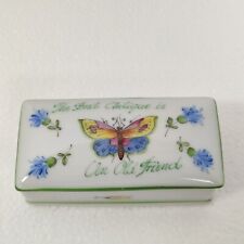 Vintage  Porcelanas Victoria C.A.   Beautiful Butterfly Hand painted  Small Box. picture
