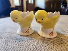 2 Vintage Mid Century Chick Egg Cups Collectible Ceramic Egg Cups Easter Gift picture