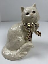 Lenox Classic “Sitting Pretty” Cat/Kitten Figurine W/ Gold Accented Bow Retired picture