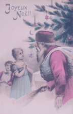 c1900 Santa Claus Hand Colored Children Vintage Christmas Postcard Germany picture