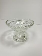 Vintage Pedestal Cut Glass Crystal Candy Dish Sunburst Pattern picture