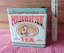 Vintage Tea Cube Tin Mazawattee Grandmother & Granddaughter with Buttons inside  picture